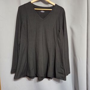 Lane Bryant Charcoal V-Neck Long Sleeve Tee